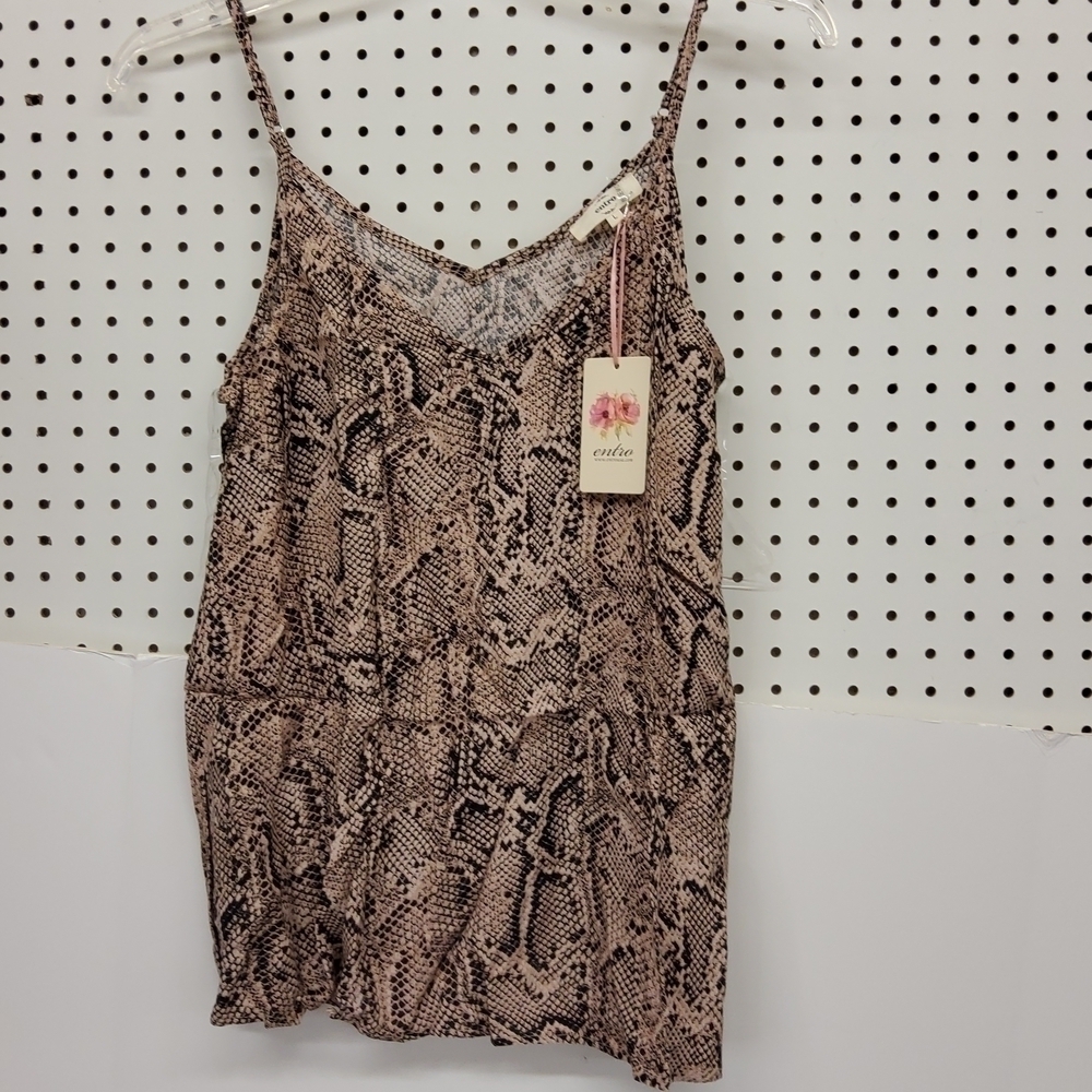 ENTRO snakeskin top women's size large NWT